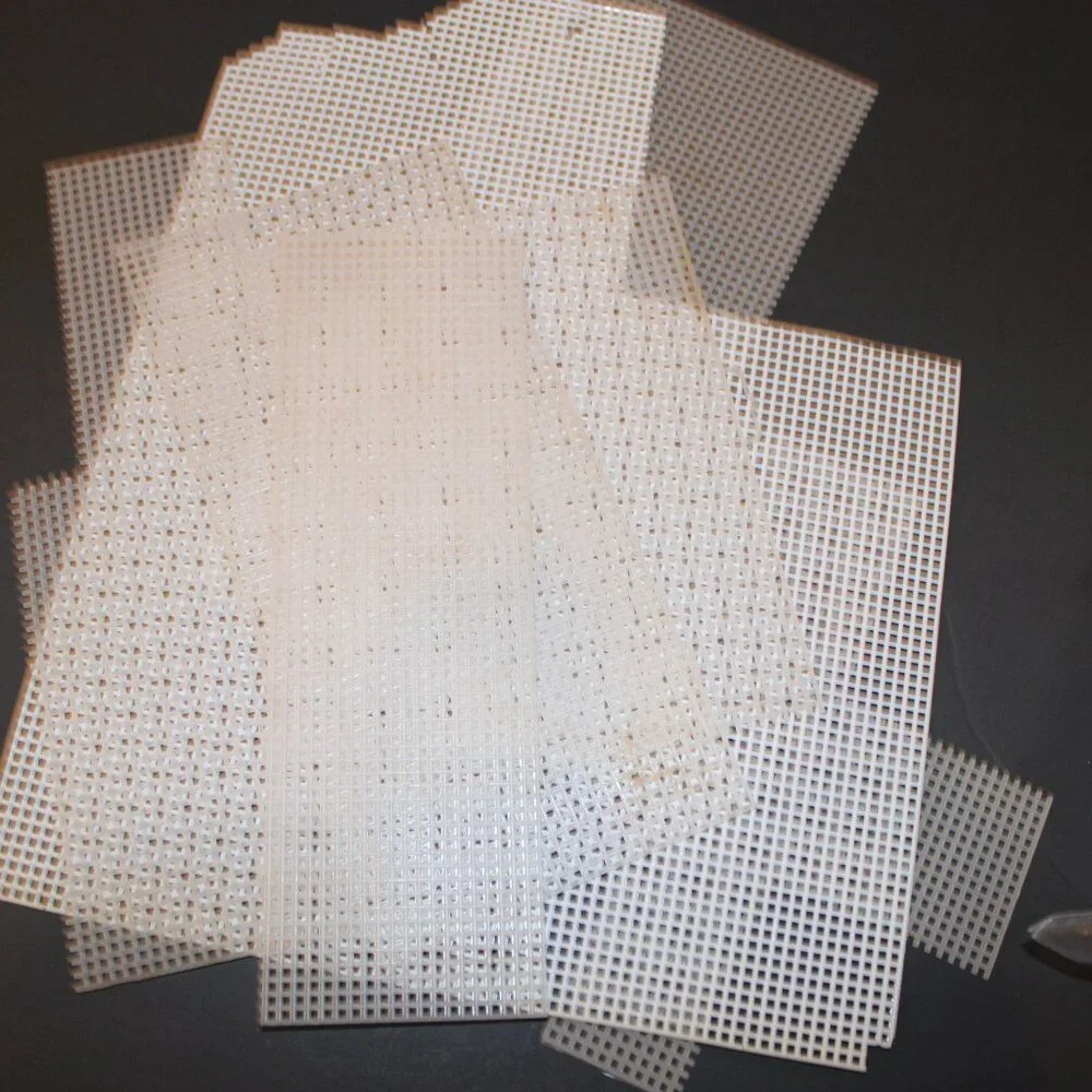 Vintage 7 Mesh Plastic Canvas Sheets and Shapes
